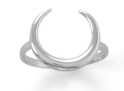 Polished Crescent Moon Ring