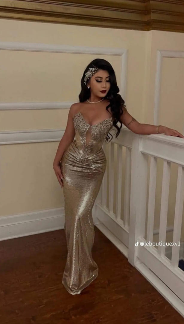 Darla Corset J894 Gold Evening Dress
