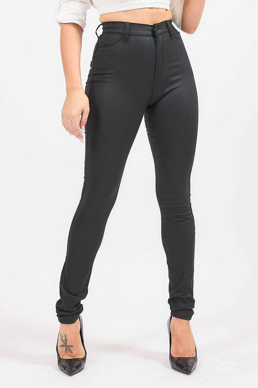 Black Leather Jeans #P6110