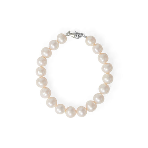8" Rhodium Plated Cultured Freshwater Pearl Bracelet Item #: 23596