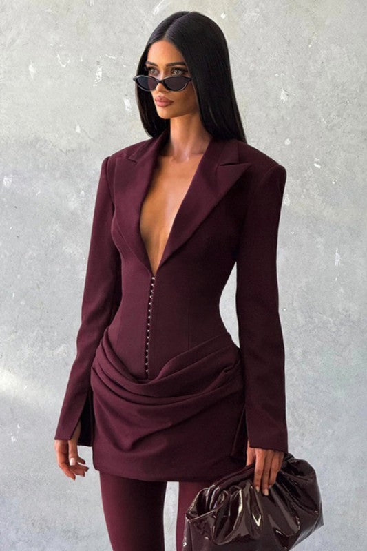 Plum Mini Blazer Dress