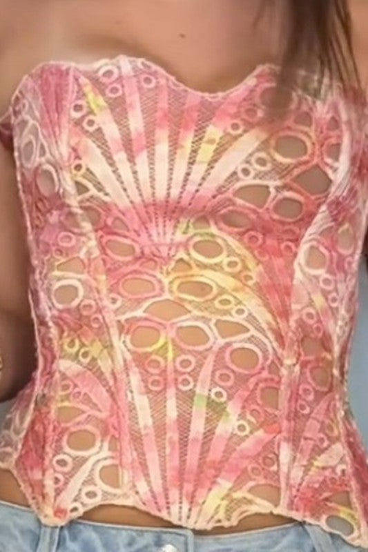 Strapless lace corset Top