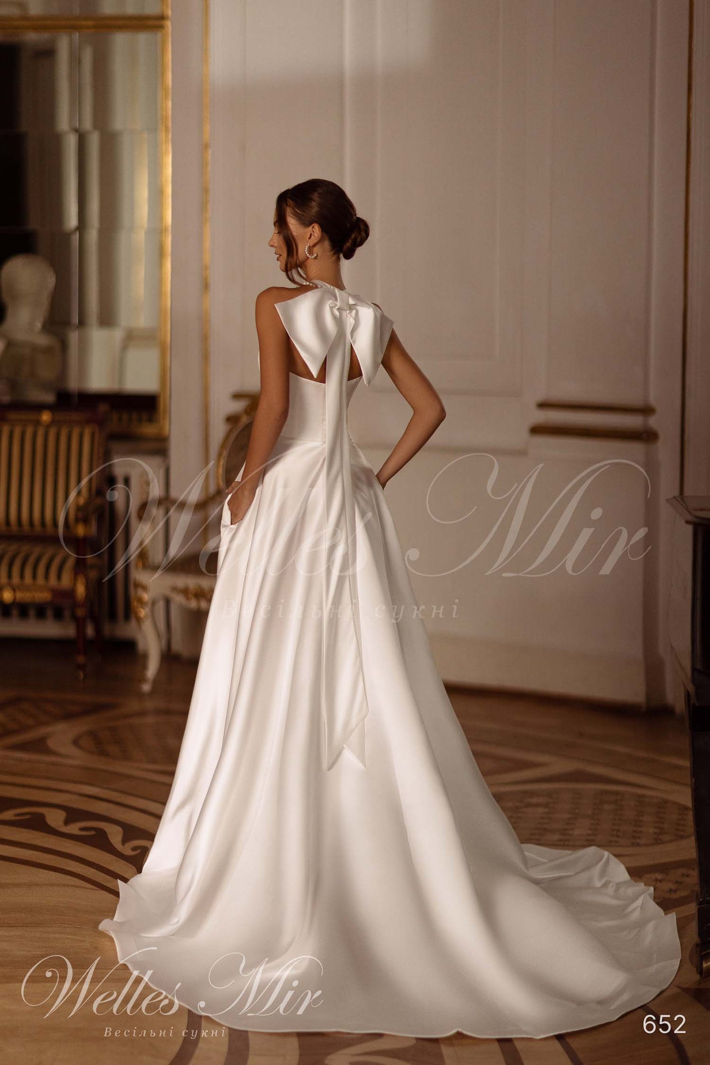 Belle Wellesmir Halter Satin Beaded 652 Bridal Gown