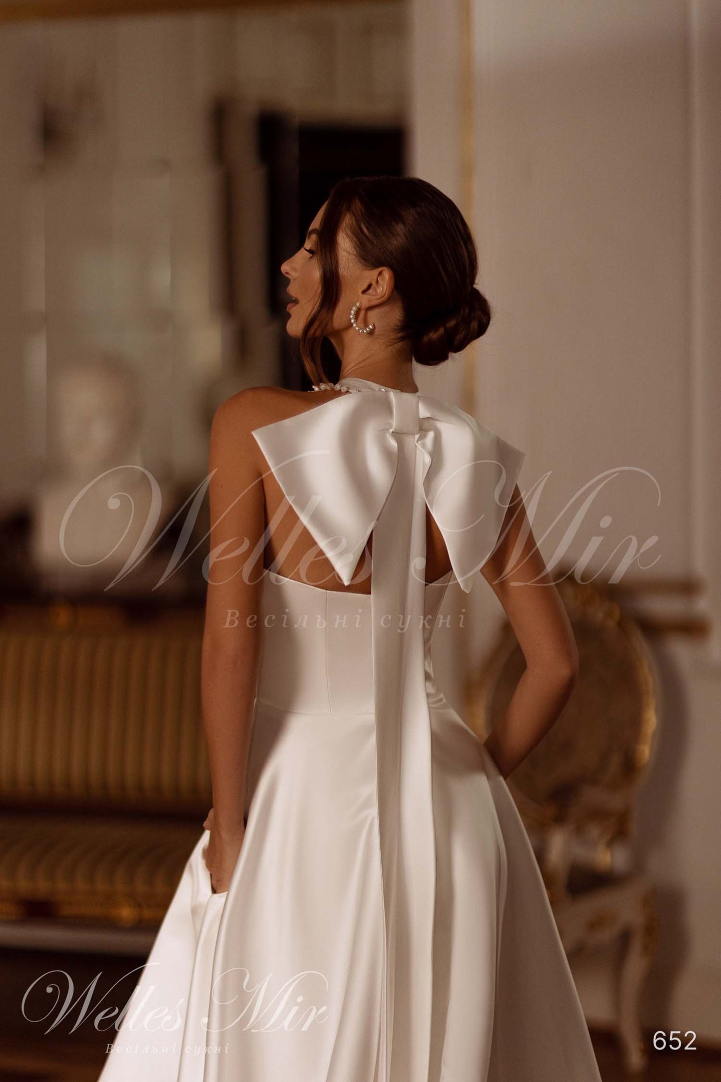 Belle Wellesmir Halter Satin Beaded 652 Bridal Gown