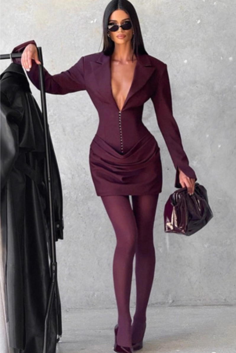 Plum Mini Blazer Dress