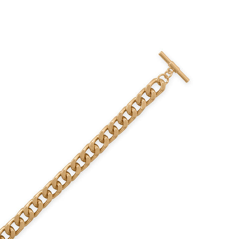 8" Gold Tone Curb Chain Toggle Bracelet Item #: w3599-8
