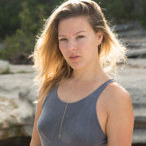 24" 14 Karat Gold Plated Multishape Lariat Necklace Item #: 33957