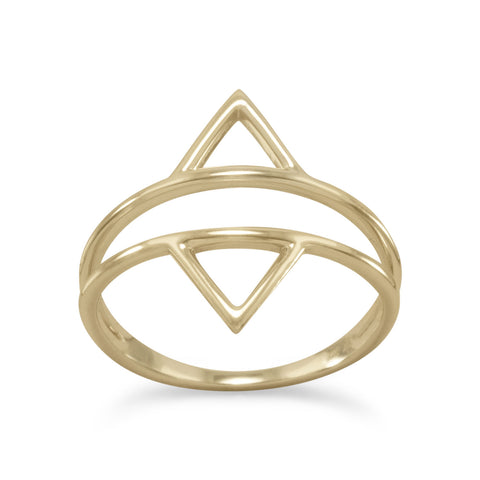 14 Karat Gold Plated Double Triangle Ring Item #: 83697
