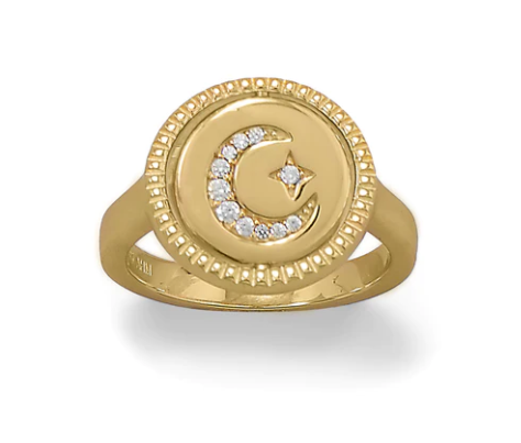 Reversible CZ Star and Moon Ring